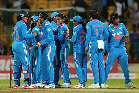 Indian players celebrate after winning